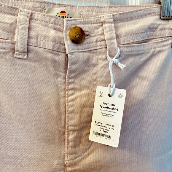 Marine Layer Bridget Slim Wide Leg Crop Peach Whip 8 Petite $128 Coastal Pants - Picture 3 of 10